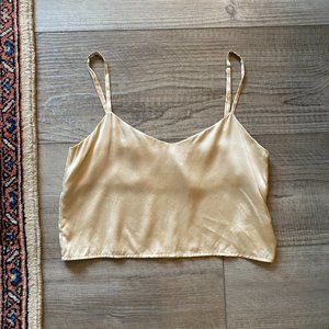 LIKE NEW Reformation 100% Silk Cream Champagne Tank Top Adjustable Straps XS